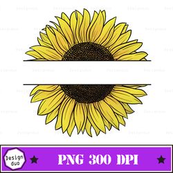 Split Sunflower Outline Sublimation Sublimation Download, Summer Png, Summer Fruits Png