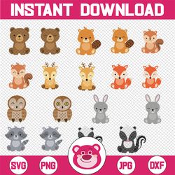 woodland baby animals png| forest animal png| woodland baby shower printable