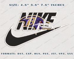 NIKE NFL Baltimore Ravens Logo Embroidery Design, NIKE NFL Logo Sport Embroidery Machine Design, Famous Football Team