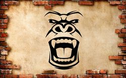 Angry Gorilla Face Sticker A Wild Animal, Gorilla Head, Car Sticker Wall Sticker Vinyl Decal Mural Art Decor