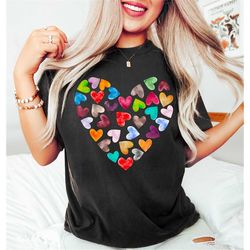 Water Colorful Hearts Tshirt,Rainbow Hearts Shirt,Cute Valentines Day Gift,Funny Valentines Shirt,Love Yourself,Personal