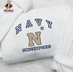 NCAA Navy Midshipmen Embroidered Sweatshirt, Embroidered Shirt, Navy Midshipmen Embroidered Hoodie, Unisex T-Shirt