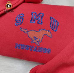 NCAA SMU Mustangs Embroidered Sweatshirt, Embroidered Shirt, SMU Mustangs Embroidered Hoodie, Unisex T-Shirt