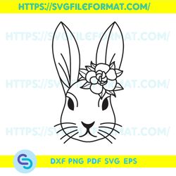 Bunny with Flowers Easter Svg Cut File - Instant Digital Download