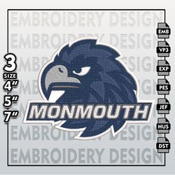Monmouth Hawks  Embroidery Designs, NCAA Logo Embroidery Files, NCAA Monmouth, Machine Embroidery Pattern