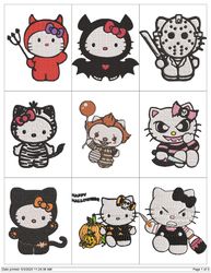 Collection HELLO KITTY HALLOWEEN HORROR KITTY Embroidery Machine Designs PES JEF HUS DST EXP VIP XXX