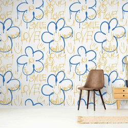 Whimsical Floral Graffiti Wallpaper Mural – A Unique and Stylish Choice for a Girl's Bedroom