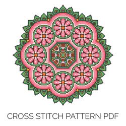Flower Mandala Cross Stitch Pattern | Counted Cross Stitch | Punto De Cruz | Point De Croix | Punt De Creu