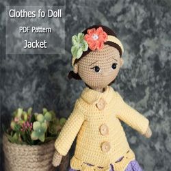 PDF Crochet Pattern, Crochet Jacket for doll, Crochet Cardigan Pattern, Smart doll clothes, Cute toys patterns
