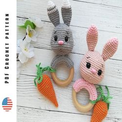 Crochet bunny rattle pattern, amigurumi Easter bunny, Toys crochet patterns