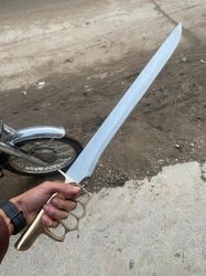 Custom Hand Forged, Carbon Steel Sword 30 inches, Falchion Sword, Sword Battle Ready, With Leather Sheath, Gift For Hi