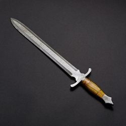 Handmade custom damascus steel forged full tang 30" inches sword with Buffalo Leather sheath