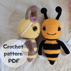 Crochet bee, bee amigurumi pattern, crochet tutorial, Amigurumi PDF pattern, Crochet pattern bee, Crochet toy