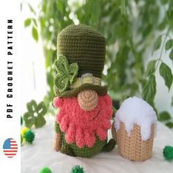 Crochet St. Patricks Day gnome pattern, amigurumi Leprechaun, Toys crochet patterns