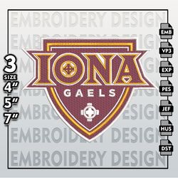 Iona Gaels Embroidery Designs, NCAA Logo Embroidery Files, NCAA Iona Gaels, Machine Embroidery Pattern