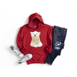 Polar Bear Hoodie, Polar Bear Gifts, Animal Hoodie, Animal Gift, Cute Winter Animal Hoodie, Cute Polar Bear Hoodie, Ice