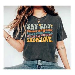 Say Gay Protect Trans Kids Read Banned Books Teach All History Show Love Shirt, Human Rights, Equal Rights, Love is Love