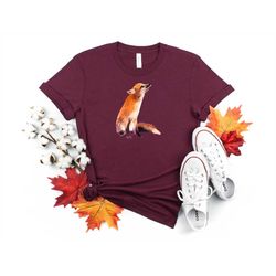 fox shirt, fox shirt for her, gift for fox lover, animal lover shirt for women, cute fox gift, nature lover shirt, red f