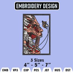 Attack on Titan, Titan Embroidery Files, Anime Inspired Embroidery Design, Machine Embroidery Design