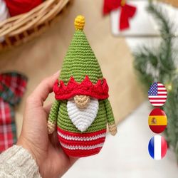 Gnome Santa helper crochet pattern PDF, Christmas amigurumi gnome pattern, Holiday gnome, Easy amigurumi pattern, Amigur