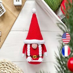 Santa gnome crochet pattern PDF, Amigurumi Christmas ornaments, Holiday gnome pattern, Winter amigurumi easy pattern