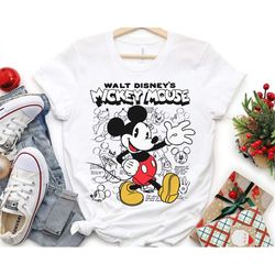 Mickey Mouse Retro Sketchbook Shirt / Steamboat Willie 1928 T-shirt / Walt Disney World / Disneyland Family Vacation Tri