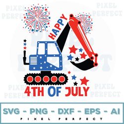4th of July boy SVG, Excavator Svg, Patriotic Svg, 4th of july kids SVG, Patriotic excavator