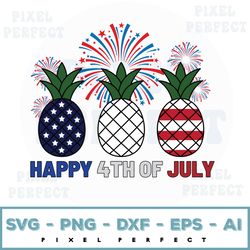 Happy 4th Of July Pineapple Firework Patriotic Svg, Fourth Of July Svg, July 4th Pineapple, Independence Day Gift, Red W