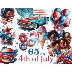 4th of July Clipart Set | American Black Woman Illustration