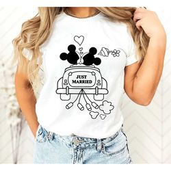 Just Married Mickey and Minnie Disney Shirt,Disney Wedding Gift,Bride and Groom Disney Shirts,Disney Just Married Shirt,