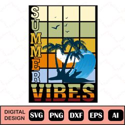 Summer Vibes Svg, Retro Summer Svg, Summer Shirt Svg, Summer Svg Png, Vacation Vibes Svg, Cut File For Cricut, Sublimati