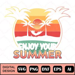 Enjoy Your Summer Svg, Summer Sign Svg, Hello Summer Popsicle Svg, Summer Svg, Front Door Sign Svg, Files For Cricut
