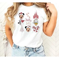 Disney Holly Lolly Christmas Shirt,Disney Winter Christmas Shirt,Mickey/Minnie/Donald Christmas Santa Hat Shirt,DisneyFa