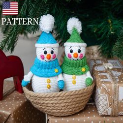 digital download - pdf | crochet amigurumi pattern snowman stuffed toy, christmas pattern toy , amigurumi toy pattern