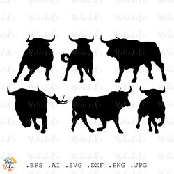 Bull Svg Silhouette Angry Bull Png Cricut Files Download Stencil Templates Dxf Clipart Png