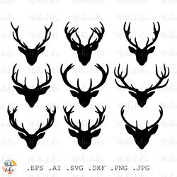 Deer Antlers Svg Christmas Silhouette Cricut files Download Stencil Templates Dxf