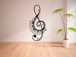 Violin Key, Music Note And Keys, Music Sticker, Wall Sticker Vinyl Decal Mural Art Decor