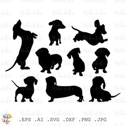 Dachshund Svg Silhouette Dog Cricut Files Clipart Png Stencil Templates Dxf