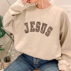 Jesus Sweatshirt - Leopard Jesus T Shirt for Women - Funny Easter Shirt - Back Again Shirt - Faith Based Tee - Christian