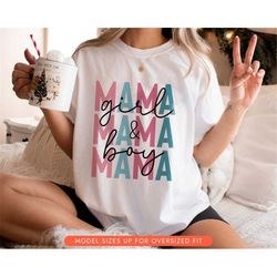 Boy and Girl Mama Shirt, Mom Of Both Crewneck Tee, Funny Mom Gift for Mothers Day, Girl Mom Shirt, Boy Mama Sweater, Gir
