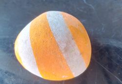 Orange With White Strip Pebble 50MMX40MMX50Mm Size Single Piece For Table Decor
