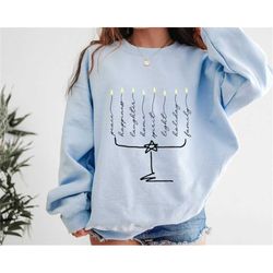 Menorah Shirt, Festival of Lights Sweater, Religious Quotes Gift, Hanukkah Chanukah Dreidel Menorah Lights Christmas Shi