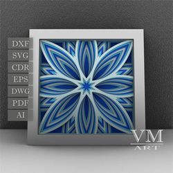 S05 - Layered 3D Mandala Shadow Box SVG, Laser cut file Mandala DXF, Layered Mandala SVG for Cricut, 3D Flower Mandala