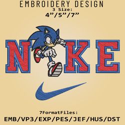 Nike Sonic Embroidery Designs, Sonic the Hedgehog Embroidery Files, Cartoon Machine Embroidery Pattern, Digital Download