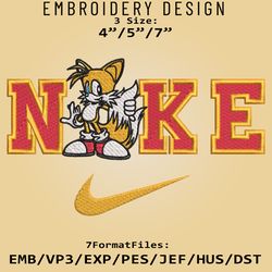 Nike Miles "Tails" Prower Embroidery Designs, Sonic the Hedgehog Embroidery Files, Cartoon Machine Embroidery Pattern