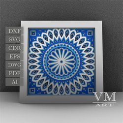 S07 - Layered 3D Mandala Shadow Box SVG, Laser cut file Mandala DXF, Layered Mandala SVG for Cricut, 3D Flower Mandala