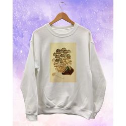 Mushrooms Growing Vintage Art Sweatshirt Unisex