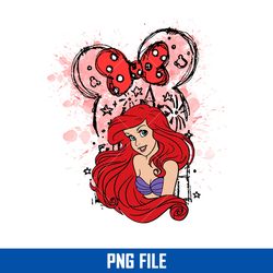Ariel Minnie Bow Ears Png, Little Mermaid Png, Minnie Mouse Png, Disney Png Digital File