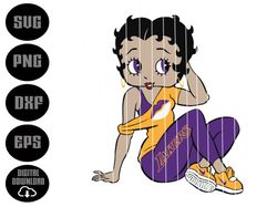 Lakers Betty Boop-Layered Digital Downloads for Cricut, Silhouette Etc.. Svg| Eps| Dxf| Png| Files