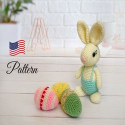 Crochet pattern bunny, Amigurumi pattern rabbit, Crochet easter bunny, Amigurumi stuff toys tutorial, plush toy, Crochet